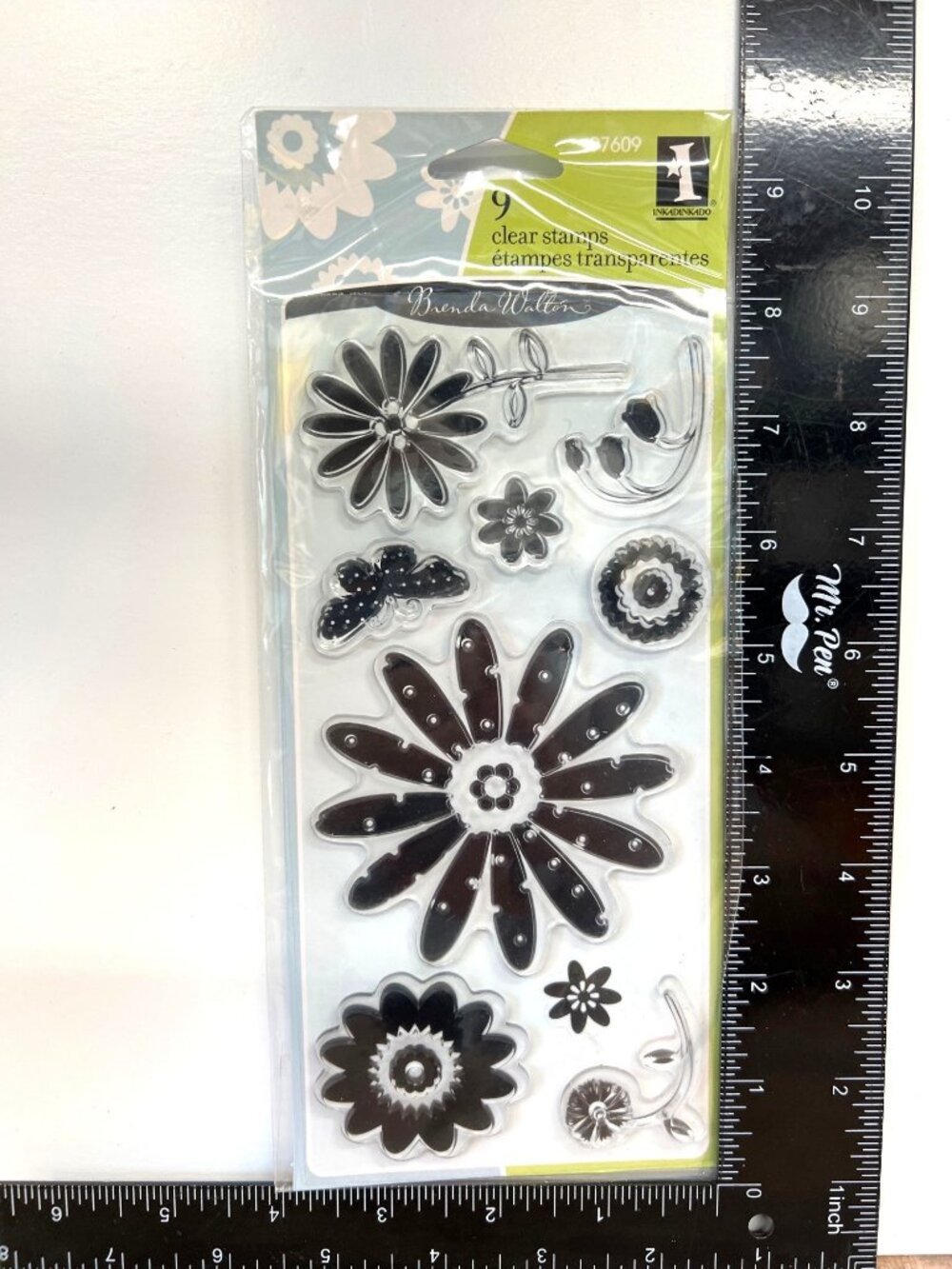 Inkadinkado Pretty Flowers Clear Stamps Set 9 Pieces Floral Design 97609
